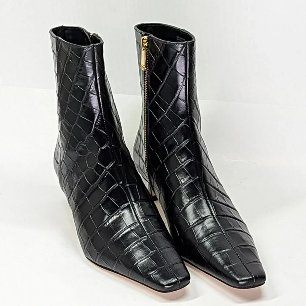 Michael Kors Women's Cosmo Croc-Embossed Kitten Heel Booties Size 7 (MSRP $175)